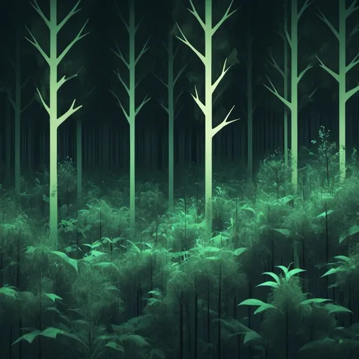 Prompt: abstract data art depicting random forest growth