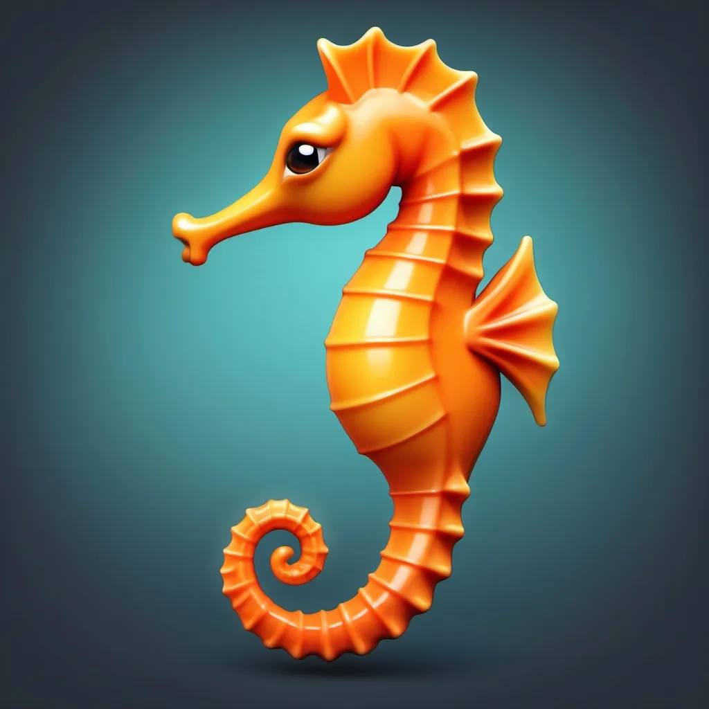 Prompt: a seahorse emoji let me describe it it was a mouth like horse and long curly tail and it is in orange or any other color