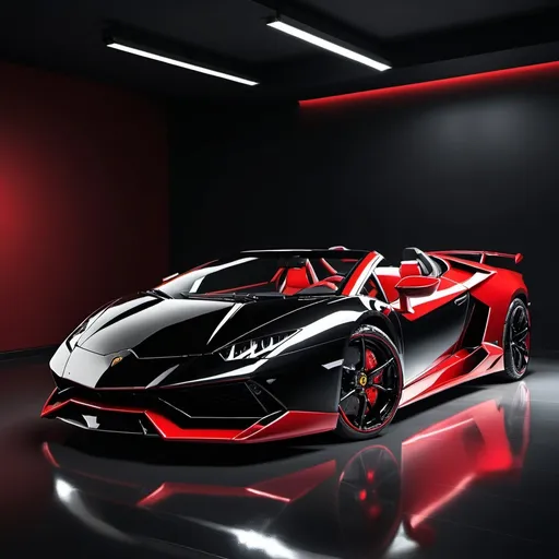 Prompt: Lamborghini Revuelto color (black and red)