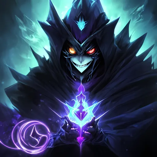 Prompt: Anime depiction of Veigar from League of Legends, dark and sinister aura, magical sorcerer, purple and black color scheme, detailed and expressive eyes, high quality, anime style, mystical lighting, detailed cloak, sinister grin, shadowy background, magical effects, detailed clothing, menacing pose, detailed facial features, magical sorcery, intense gaze, dramatic lighting