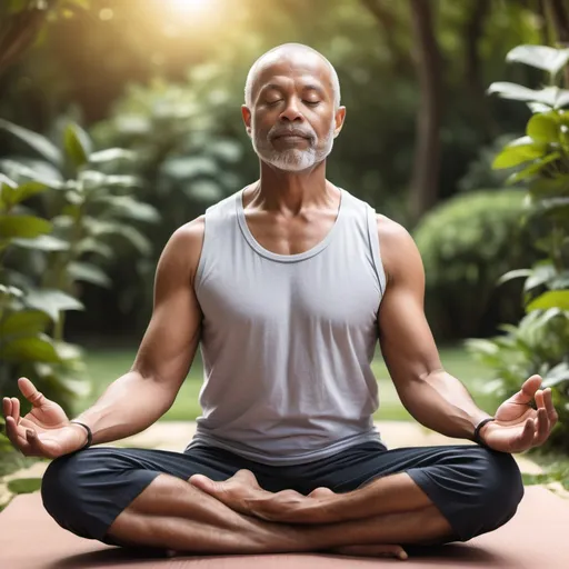 Prompt: create a 43 year men meditate relaxed