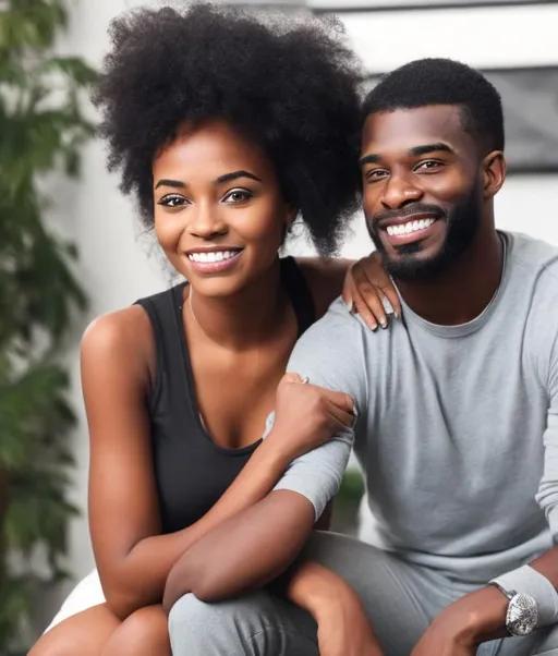 Prompt: Black young woman with man that is 30 years old 