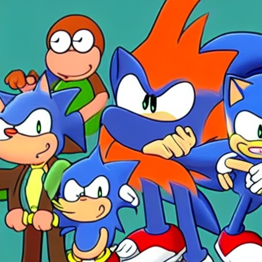 Prompt: sonic family guy from Peter griffin flamethrower, fomenting Nowhere  down on is in a by characters guys in art