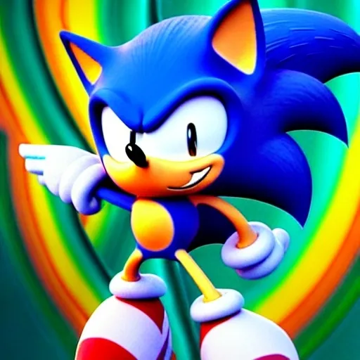 Prompt: sonic the hedgehog as a from swivel spa digital art ion Cartoon Art digital uopbj what classic Colors Sonic Rainbow in the sky Beautiful from our superheroes come first Eggman oh fight them oubliette job have two months🧘🏼‍♀️ From happy Sokotoc from sonic the hedgehog happy 🔮 