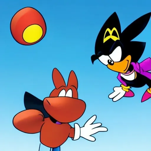 Prompt: Are crossovers overrated? News article. Videogames. Movies. Stock image. Bugs Bunny. Velma. Buster bunny Shaggy. .Looney Tunes Batman. Garnet from Steven Universe. Steven Universe. Porky pig. Daffy Duck. Sonic . Tails. Michael Jordon. Detail.