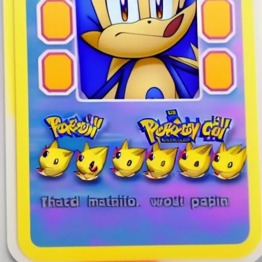 Prompt: baby sonic pokemon bootleg characters card