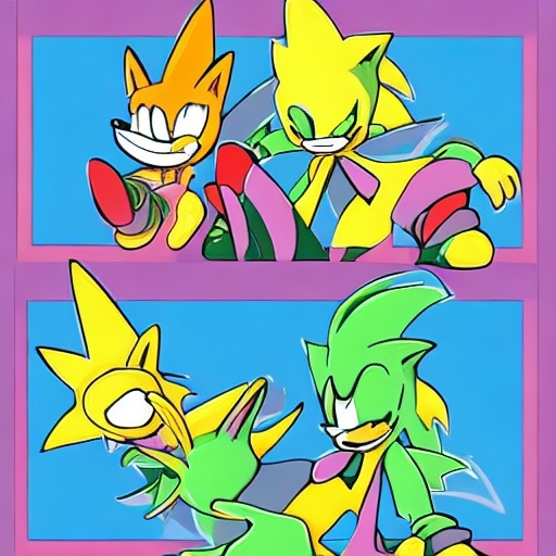 Prompt: Sonic Simpsons from ( 5 4 3 8 ) with new OC style 
