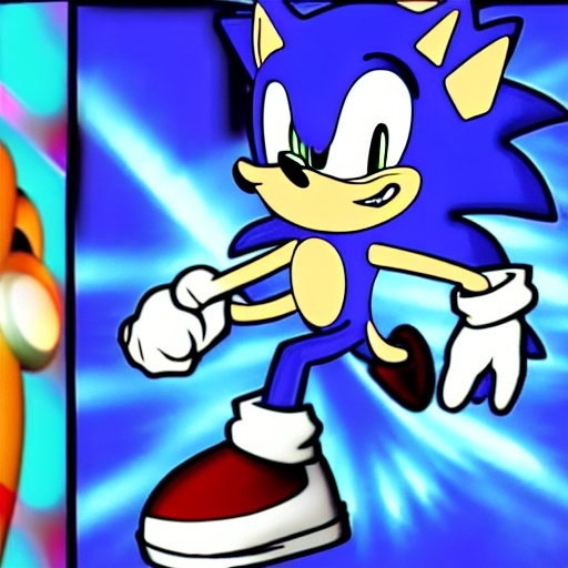 Prompt: smear frames weird Sonic