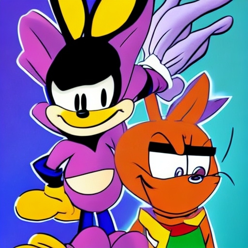 Prompt: Are crossovers overrated? News article. Videogames. Movies. Stock image. Bugs Bunny. Velma. Buster bunny Shaggy. .Looney Tunes Batman. Garnet from Steven Universe. Steven Universe. Porky pig. Daffy Duck. Sonic . Tails. Michael Jordon. Detail.