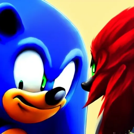 Prompt: Sonic the Hedgehog kissing Shadow the Hedgehog, romantic, digital art, artstation, beautiful