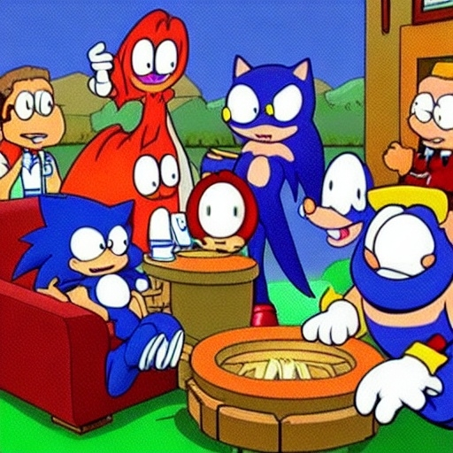 Prompt: Sonic Family guy from Peter griffin use the fire🔥 Time fomenting the new Photo