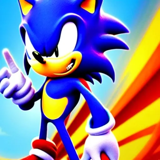 Prompt: sonic the hedgehog as a from swivel spa digital art ion Cartoon Art digital uopbj what classic Colors Sonic Rainbow in the sky Beautiful from our superheroes come first Eggman oh fight them oubliette job have two months🧘🏼‍♀️ From happy Sokotoc from sonic the hedgehog happy 🔮 