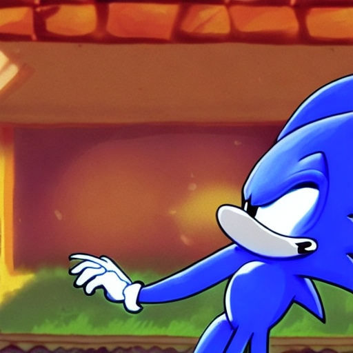 Prompt: smear frames weird Sonic