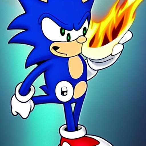 Prompt: Sonic Family guy from Peter griffin use the fire🔥 Time fomenting the new Photo