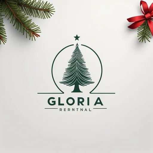 Prompt: "Design a minimalistic logo for 'Gloria', a Christmas tree rental service. Include a simple line drawing of a Christmas tree and the name 'Gloria' in an elegant typeface."