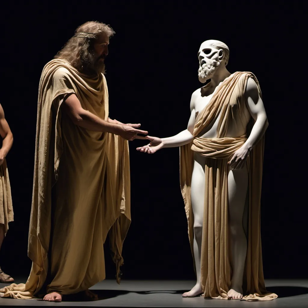 Prompt: Agamemnon asks Amphion one of the ghost suitors how and why so many men have died, 

