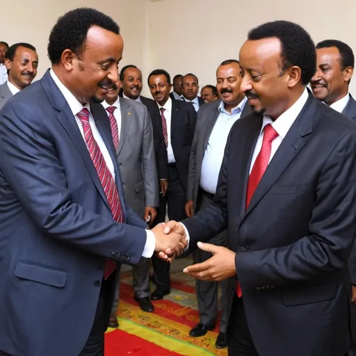 Prompt: Ethiopian PM and Addis Ababa City mayor dancinh