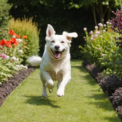 Prompt: Dog running in the garden
