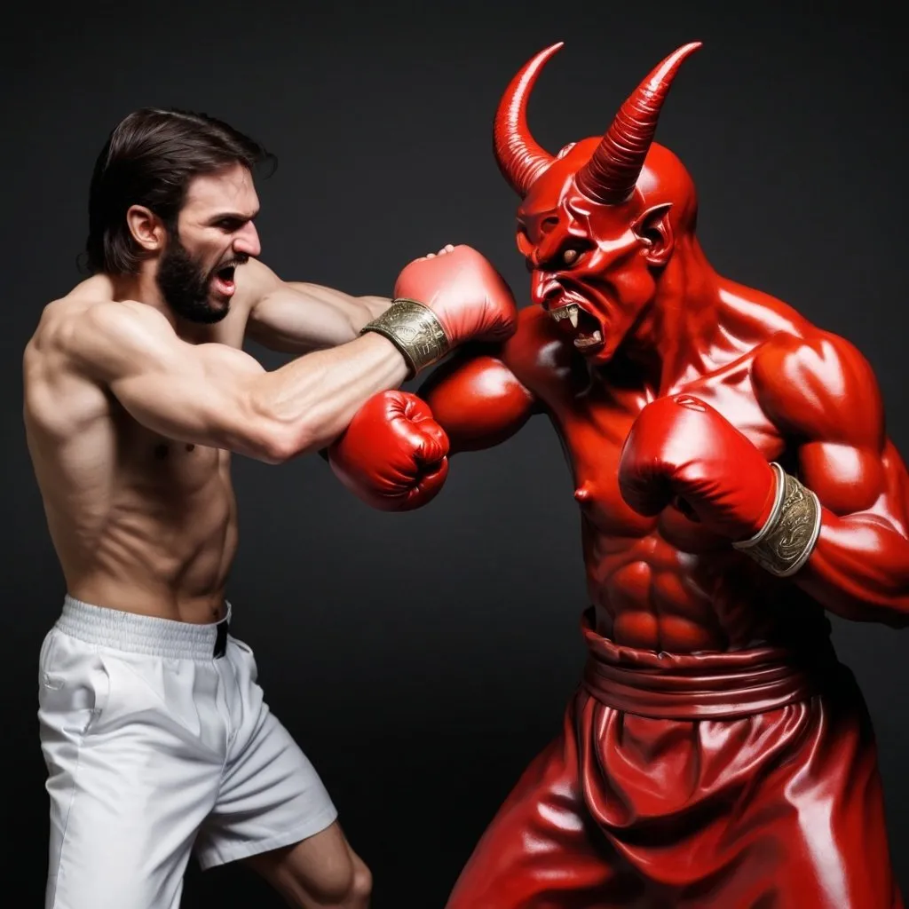 Prompt: Jesus punching the devil