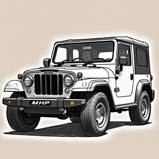 Prompt: A sketch of mahindra thar