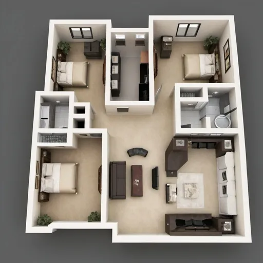 Prompt: 1200sqft floor plan with both side 30 Inches offset space