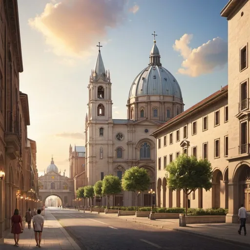 Prompt: Perfect catholic city