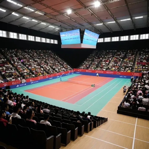 Prompt: badminton arena with audience 