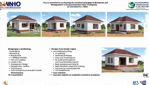 Prompt: DESIGN BRIEF:-
You as an architect have been engaged by the management of a Non-Governmental
Organization (NGO) in Nigeria to design a standard three-bedroom bungalow and a
workshop as an intervention project listed below for an entrepreneur on a plot size of
30m x 60m (1,800m%) as a reward for an excellent performance of six of her best students
in the just concluded six months workshop on Entrepreneurship Development training foryouth's empowerment.
1. Welding workshop
2, Woodwork workshop
3. Paint-making workshop
4. Soap and disinfectant workshop
5. Bead and jewellery workshop
6. Air-freshener and insecticide workshop
DESIGN REQUREMENTS:-
1. Data collection and case studies
2. Preliminary Designs
3.Ssite analysis, site layout and site plan
4. Presentations drawings
5. orking drawings and details
6. Perspectives (Interior & Exterior)
7. Models (Site layout model & Unit model)