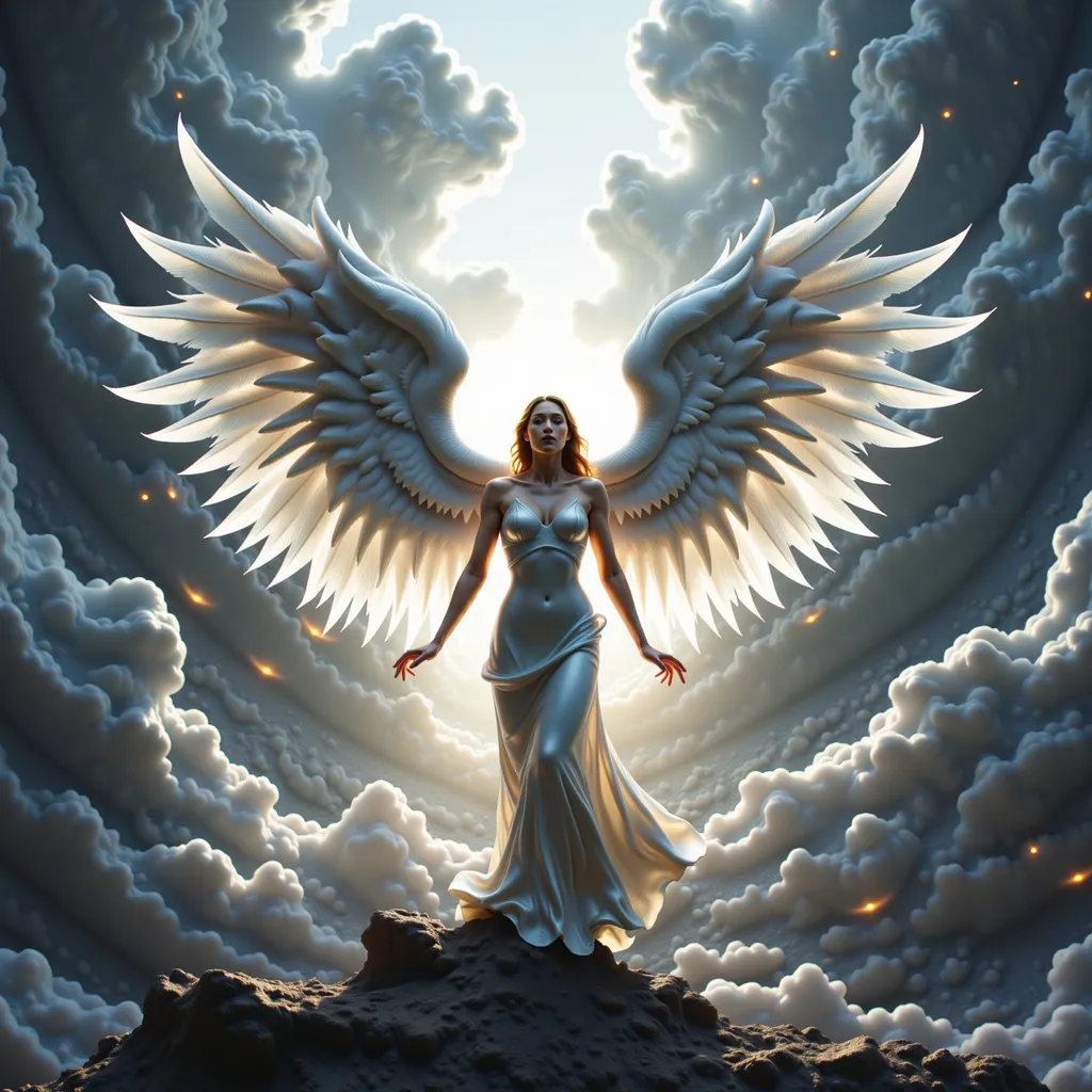 Prompt: n a breathtaking tableau, the avenging angel stands as a formidable sentinel of justice, her majestic wings unfurled in a grand display that captures the very essence of celestial power. Each feather glimmers with ethereal white and silver tones, reflecting a divine light that seems to pulse with the heartbeat of the universe.


Surrounding her is an aura of vengeance, a shimmering halo that crackles with energy, illuminating the darkness that encroaches from the stormy skies above. The clouds churn ominously, their deep grays and blacks contrasting sharply with the radiant light that breaks through, casting a surreal glow upon the scene. This interplay of light and shadow creates a captivating visual narrative, evoking a sense of impending reckoning.


The angel's expression is one of fierce determination, her eyes ablaze with a righteous fire that speaks of unwavering resolve. Every muscle in her poised stance conveys strength and purpose, as if she is ready to unleash the full force of her divine wrath upon those who have wronged the innocent.


The atmosphere is thick with intensity, each detail rendered in stunning 4K ultra-definition, allowing viewers to immerse themselves in the cinematic grandeur of the moment. The air crackles with anticipation, as the avenging angel stands as a beacon of hope and a harbinger of justice, ready to reclaim the balance between light and dark. This is not just a figure of vengeance; she is a symbol of the indomitable spirit that rises against the shadows, inspiring awe and reverence in all who behold her.

