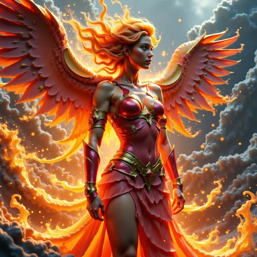 Prompt: In a breathtaking tableau, the fire phoenix female warrior stands as a formidable sentinel of justice, her magnificent wings unfurled in a grand display that captures the very essence of elemental power. Each feather glimmers with vibrant hues of crimson and gold, reflecting a fierce light that seems to pulse with the heartbeat of the blazing sun.


Surrounding her is an aura of vengeance, a shimmering halo of flames that crackles with energy, illuminating the darkness that encroaches from the stormy skies above. The clouds churn ominously, their deep grays and blacks contrasting sharply with the radiant fire that breaks through, casting a surreal glow upon the scene. This interplay of light and shadow creates a captivating visual narrative, evoking a sense of impending reckoning.


The warrior's expression is one of fierce determination, her eyes ablaze with a righteous fire that speaks of unwavering resolve. Every muscle in her poised stance conveys strength and purpose, as if she is ready to unleash the full force of her fiery wrath upon those who have wronged the innocent.


The atmosphere is thick with intensity, each detail rendered in stunning 4K ultra-definition, allowing viewers to immerse themselves in the cinematic grandeur of the moment. The air crackles with anticipation, as the fire phoenix female warrior stands as a beacon of hope and a harbinger of justice, ready to reclaim the balance between light and dark. This is not just a figure of vengeance; she is a symbol of the indomitable spirit that rises from the ashes, inspiring awe and reverence in all who behold her.





