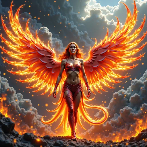 Prompt: In a breathtaking tableau, the fire phoenix female warrior stands as a formidable sentinel of justice, her magnificent wings unfurled in a grand display that captures the very essence of elemental power. Each feather glimmers with vibrant hues of crimson and gold, reflecting a fierce light that seems to pulse with the heartbeat of the blazing sun.


Surrounding her is an aura of vengeance, a shimmering halo of flames that crackles with energy, illuminating the darkness that encroaches from the stormy skies above. The clouds churn ominously, their deep grays and blacks contrasting sharply with the radiant fire that breaks through, casting a surreal glow upon the scene. This interplay of light and shadow creates a captivating visual narrative, evoking a sense of impending reckoning.


The warrior's expression is one of fierce determination, her eyes ablaze with a righteous fire that speaks of unwavering resolve. Every muscle in her poised stance conveys strength and purpose, as if she is ready to unleash the full force of her fiery wrath upon those who have wronged the innocent.


The atmosphere is thick with intensity, each detail rendered in stunning 4K ultra-definition, allowing viewers to immerse themselves in the cinematic grandeur of the moment. The air crackles with anticipation, as the fire phoenix female warrior stands as a beacon of hope and a harbinger of justice, ready to reclaim the balance between light and dark. This is not just a figure of vengeance; she is a symbol of the indomitable spirit that rises from the ashes, inspiring awe and reverence in all who behold her.





