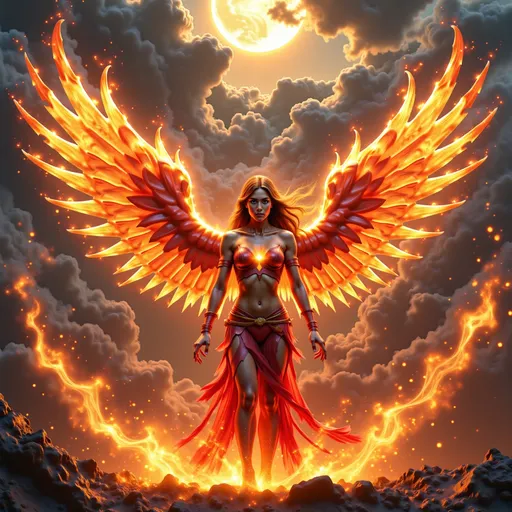 Prompt: In a breathtaking tableau, the fire phoenix female warrior stands as a formidable sentinel of justice, her magnificent wings unfurled in a grand display that captures the very essence of elemental power. Each feather glimmers with vibrant hues of crimson and gold, reflecting a fierce light that seems to pulse with the heartbeat of the blazing sun.


Surrounding her is an aura of vengeance, a shimmering halo of flames that crackles with energy, illuminating the darkness that encroaches from the stormy skies above. The clouds churn ominously, their deep grays and blacks contrasting sharply with the radiant fire that breaks through, casting a surreal glow upon the scene. This interplay of light and shadow creates a captivating visual narrative, evoking a sense of impending reckoning.


The warrior's expression is one of fierce determination, her eyes ablaze with a righteous fire that speaks of unwavering resolve. Every muscle in her poised stance conveys strength and purpose, as if she is ready to unleash the full force of her fiery wrath upon those who have wronged the innocent.


The atmosphere is thick with intensity, each detail rendered in stunning 4K ultra-definition, allowing viewers to immerse themselves in the cinematic grandeur of the moment. The air crackles with anticipation, as the fire phoenix female warrior stands as a beacon of hope and a harbinger of justice, ready to reclaim the balance between light and dark. This is not just a figure of vengeance; she is a symbol of the indomitable spirit that rises from the ashes, inspiring awe and reverence in all who behold her.





