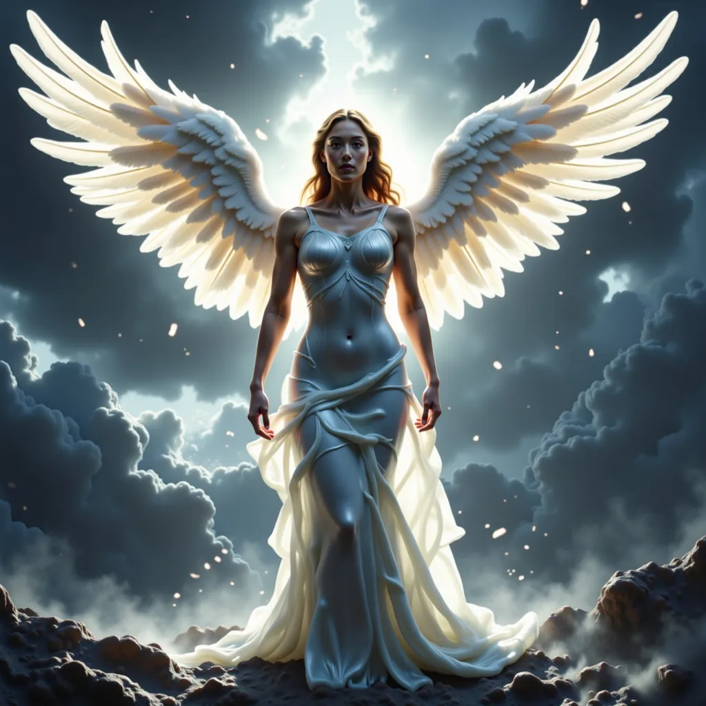 Prompt: n a breathtaking tableau, the avenging angel stands as a formidable sentinel of justice, her majestic wings unfurled in a grand display that captures the very essence of celestial power. Each feather glimmers with ethereal white and silver tones, reflecting a divine light that seems to pulse with the heartbeat of the universe.


Surrounding her is an aura of vengeance, a shimmering halo that crackles with energy, illuminating the darkness that encroaches from the stormy skies above. The clouds churn ominously, their deep grays and blacks contrasting sharply with the radiant light that breaks through, casting a surreal glow upon the scene. This interplay of light and shadow creates a captivating visual narrative, evoking a sense of impending reckoning.


The angel's expression is one of fierce determination, her eyes ablaze with a righteous fire that speaks of unwavering resolve. Every muscle in her poised stance conveys strength and purpose, as if she is ready to unleash the full force of her divine wrath upon those who have wronged the innocent.


The atmosphere is thick with intensity, each detail rendered in stunning 4K ultra-definition, allowing viewers to immerse themselves in the cinematic grandeur of the moment. The air crackles with anticipation, as the avenging angel stands as a beacon of hope and a harbinger of justice, ready to reclaim the balance between light and dark. This is not just a figure of vengeance; she is a symbol of the indomitable spirit that rises against the shadows, inspiring awe and reverence in all who behold her.

