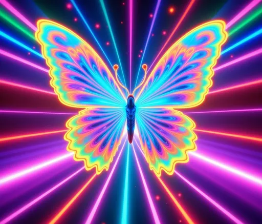 Prompt: realistic proud light drawing bright neon butterflies spectrum of light drawing rich colours painting intricate detail spectrum array of pastel colour backdrop, bright colourful, elegant design