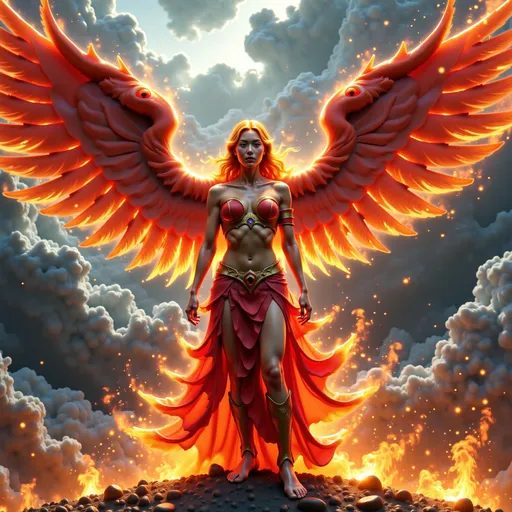 Prompt: In a breathtaking tableau, the fire phoenix female warrior stands as a formidable sentinel of justice, her magnificent wings unfurled in a grand display that captures the very essence of elemental power. Each feather glimmers with vibrant hues of crimson and gold, reflecting a fierce light that seems to pulse with the heartbeat of the blazing sun.


Surrounding her is an aura of vengeance, a shimmering halo of flames that crackles with energy, illuminating the darkness that encroaches from the stormy skies above. The clouds churn ominously, their deep grays and blacks contrasting sharply with the radiant fire that breaks through, casting a surreal glow upon the scene. This interplay of light and shadow creates a captivating visual narrative, evoking a sense of impending reckoning.


The warrior's expression is one of fierce determination, her eyes ablaze with a righteous fire that speaks of unwavering resolve. Every muscle in her poised stance conveys strength and purpose, as if she is ready to unleash the full force of her fiery wrath upon those who have wronged the innocent.


The atmosphere is thick with intensity, each detail rendered in stunning 4K ultra-definition, allowing viewers to immerse themselves in the cinematic grandeur of the moment. The air crackles with anticipation, as the fire phoenix female warrior stands as a beacon of hope and a harbinger of justice, ready to reclaim the balance between light and dark. This is not just a figure of vengeance; she is a symbol of the indomitable spirit that rises from the ashes, inspiring awe and reverence in all who behold her.





