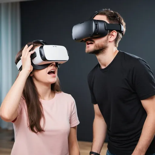 Prompt:  people using VR and they confused