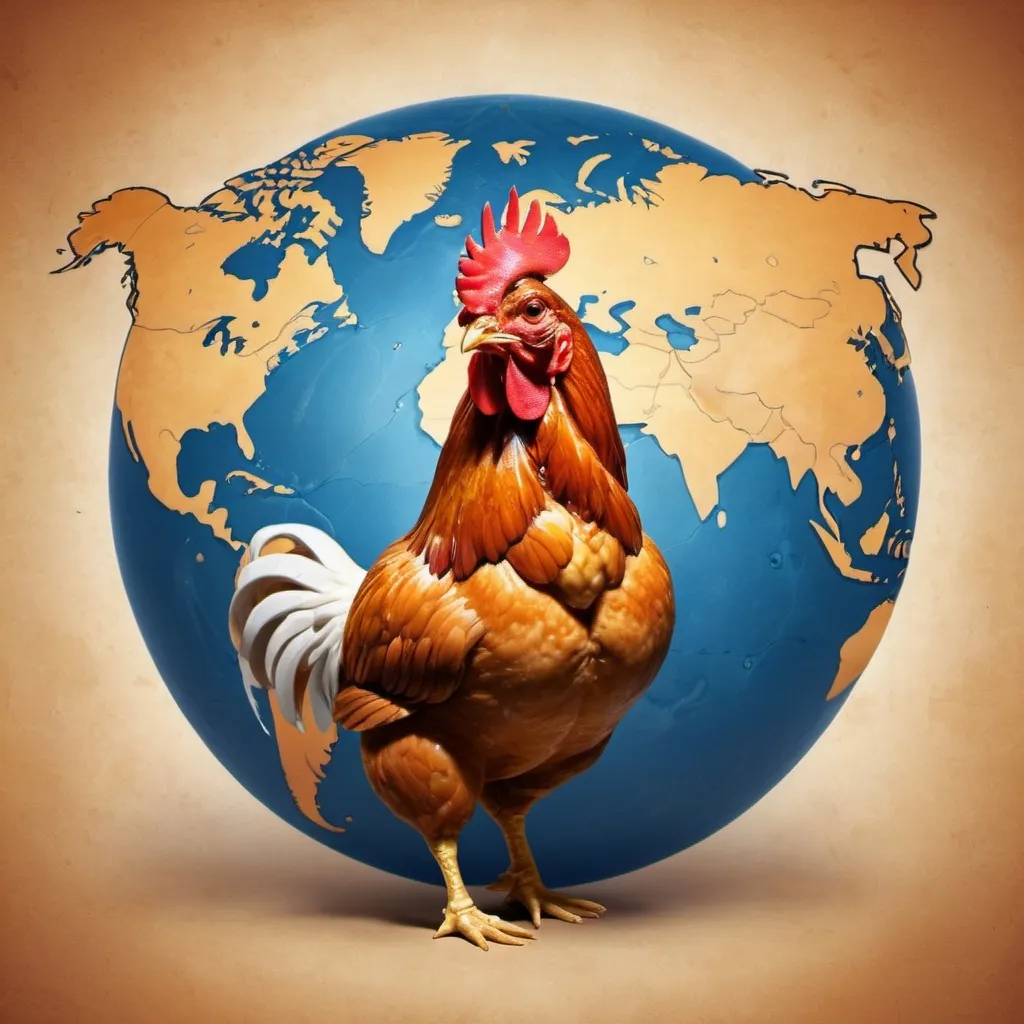 Prompt: Chicken logo on earth map
