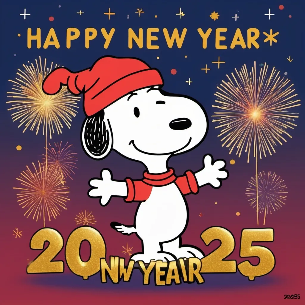 Prompt: Snoopy happy new year 2025