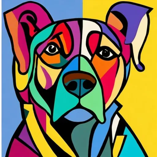 Prompt: A dog in picasso style and a lot of colours