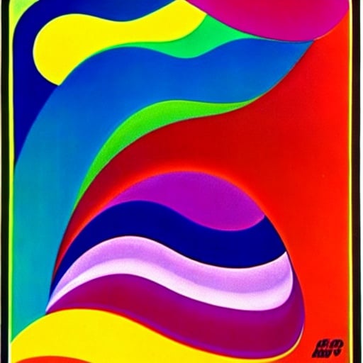 Prompt: Kodachrome kids , duo,  male and female, surrealism, logo,
Peter max , psychedelic , 1970s