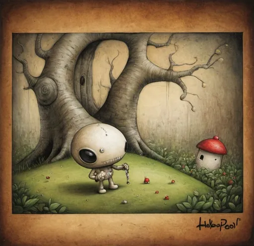 Prompt: create a character mimicing fabio napoleoni's art.
