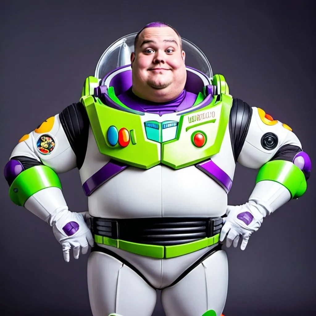 Prompt: Obese anime man dressed as buzz locoyear (buzz lightyear)