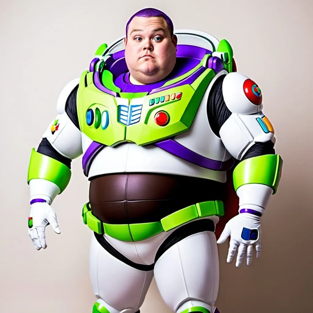 Prompt: Obese anime man dressed as buzz locoyear (buzz lightyear)