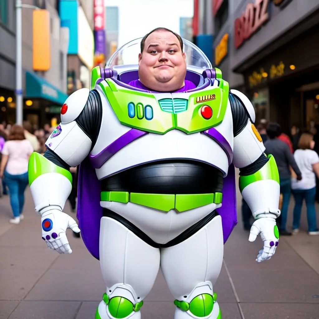 Prompt: Obese anime man dressed as buzz locoyear (buzz lightyear)