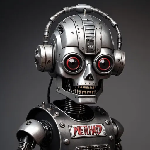 Prompt: a robot metalhead punk