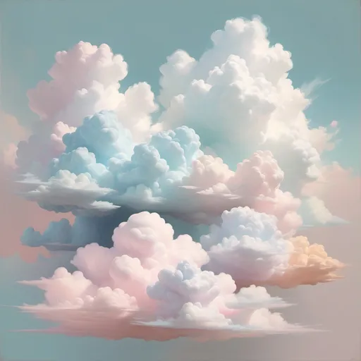 Prompt: An abstract representation of clouds, perhaps with soft pastel colors that evoke calmness and reflection.