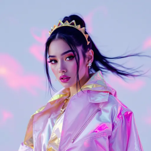 Prompt: CREATE YT THUMBNAIL THAT HAVE JISOO, ARIANA GRANDE EITHERR RIGHT OR LEFT AND MESH WITH SUITABLE BG RELATED FROM TAKING TWO VIDEO; EARTHQUAKE, SIDE TO SIDE. THE WHOLE YT THUMBNAIL LOOKS LIKE COLOFUL BUT SUIT, CREATIVE ANDPOWERFUL NEON 
