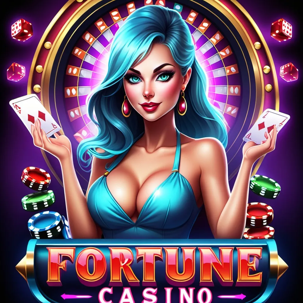 Prompt: I want to make a eye catching casino flyer promoting Misty fortune casino with slot machines and none and dice  that guarantees fast pay outs and is 100% legit all with a neon scheme  