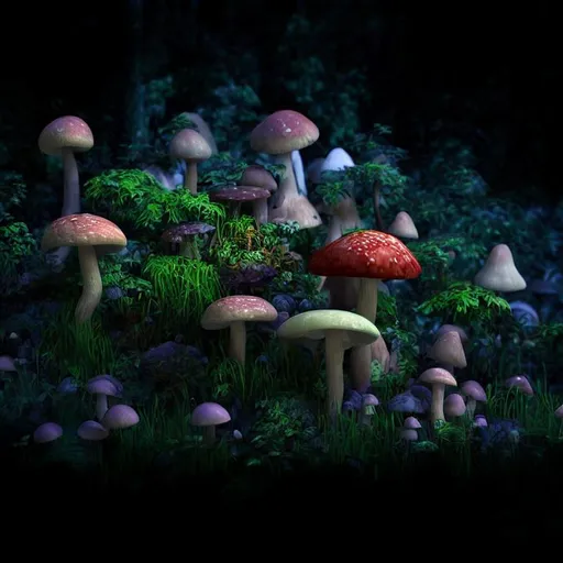 Prompt: Enchanting 3D rendering of a mystical forest, abundant with vibrant mushrooms, magical faerie creatures, soft and warm lighting, high resolution, fantasy, vibrant colors, whimsical, 3D rendering, enchanting atmosphere, detailed forest floor, ethereal faeries, abundant mushrooms, warm lighting, fantasy setting, professional quality