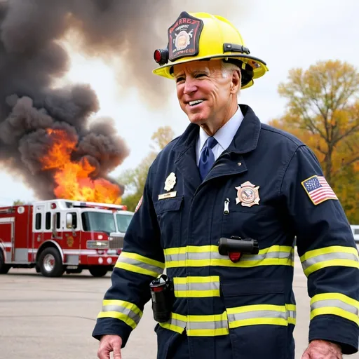 Prompt: joe biden fire fighter